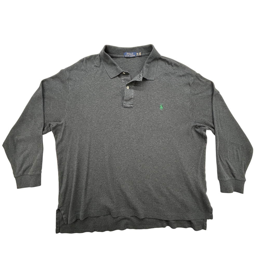 Polo Ralph Lauren Shirt Mens 2XL Big Gray Long Sleeve Cotton Classic Logo